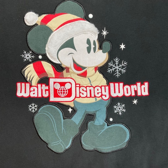 Disney Mickey Mouse Holiday Sweatshirt Medium Striped Trim Walt Disney World - Picture 4 of 10